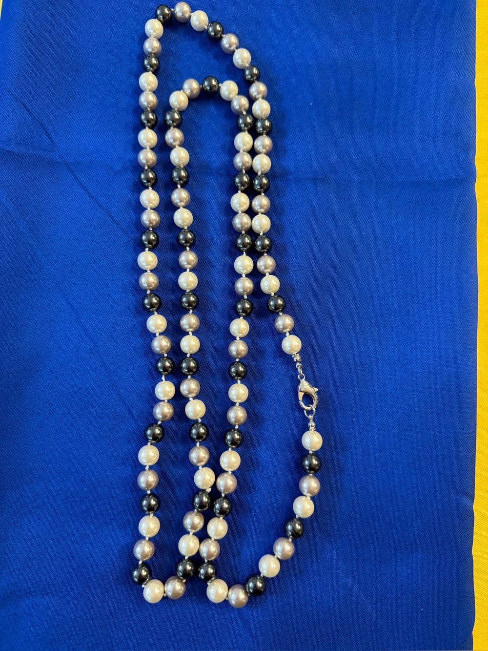 Park Lane Long Black Gray & Ivory Pearl Necklace New